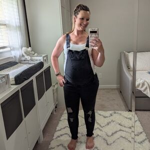 Black Maternity Overalls